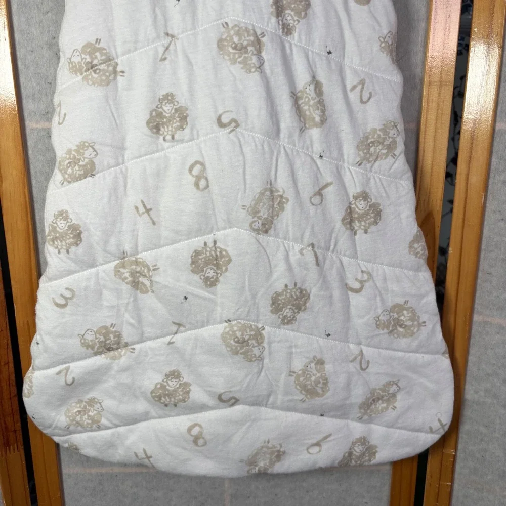 Burt's Bees‎ Baby Beekeeper Sleep Sack S White Tan Sheep Organic Cotton Quilted